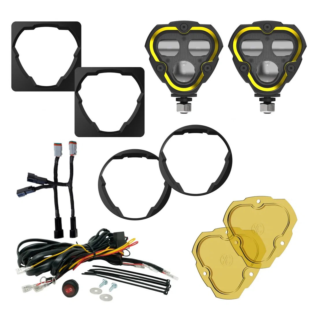 97155 – KC HILITE Driving/ Fog Light, 3 Dual Mode LED Bulb 3-1/2 Inch Height X 3.6 Inch Width Triangular Design 35 Wa...